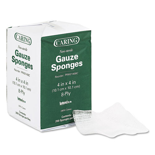 Image of Medline Caring Woven Gauze Sponges, Non-Sterile, 8-Ply, 4 X 4, 200/pack