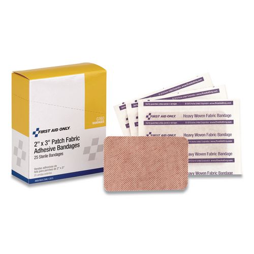Image of First Aid Only Heavy Woven Adhesive Bandages, Strip, 2 X 3, 25/box