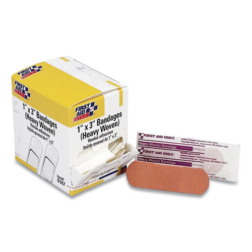 Image of First Aid Only Heavy Woven Adhesive Bandages, Strip, 1 X 3, 50/box