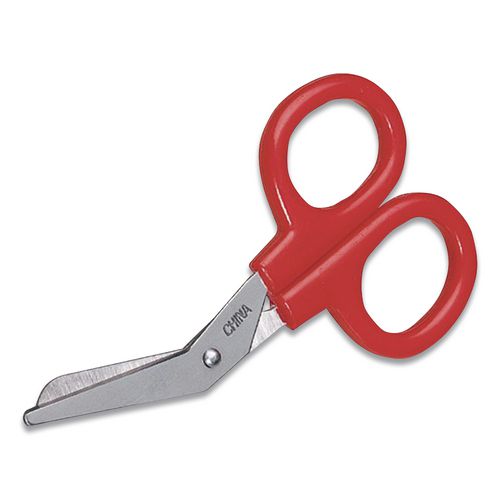 Image of First Aid Only Angled First Aid Kit Scissors, 4" Long, 1.5" Cut Length, Crane-Style Red Handle
