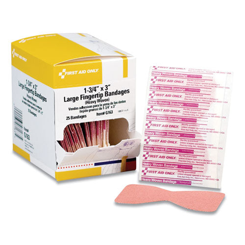 Image of First Aid Only Heavy Woven Adhesive Bandages, Fingertip, 1.75 X 3, 25/box