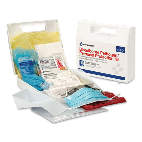 Image of First Aid Only Bloodborne Pathogen Spill Clean Up Kit With Cpr Pack, 31 Pieces, Plastic Case