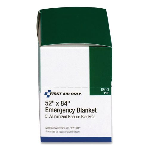 Image of First Aid Only Aluminized Emergency Blanket, 52" X 84", 5/box