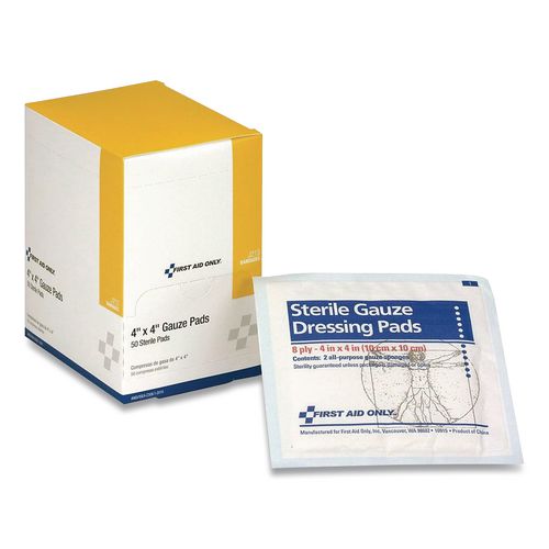 Image of First Aid Only Sterile Gauze Pads, 4 X 4, 50/box