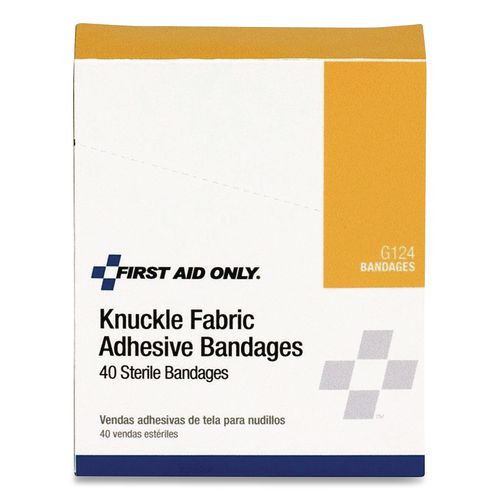 Image of First Aid Only Fabric Bandages, Four-Wing Knuckle, 2.5 X 3.25, 40/box