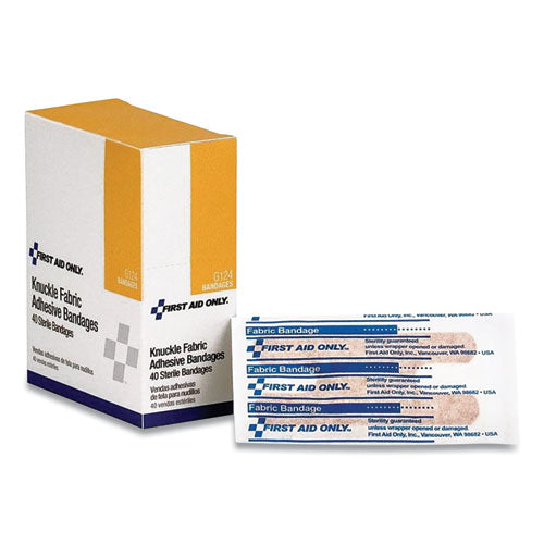 Image of First Aid Only Fabric Bandages, Four-Wing Knuckle, 2.5 X 3.25, 40/box