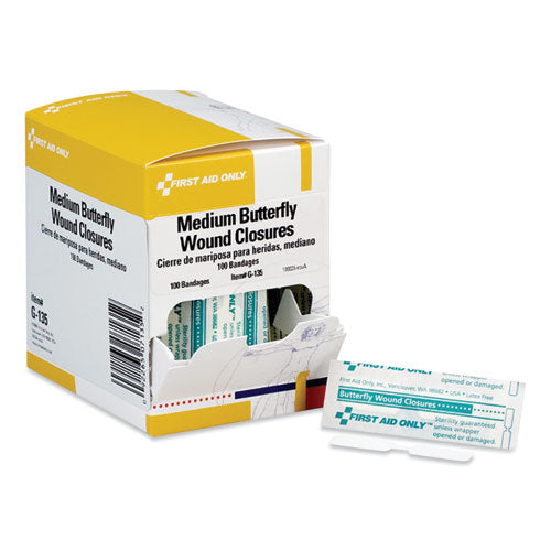 Image of First Aid Only Butterfly Wound Closures, 0.38 X 1.75, 100/box
