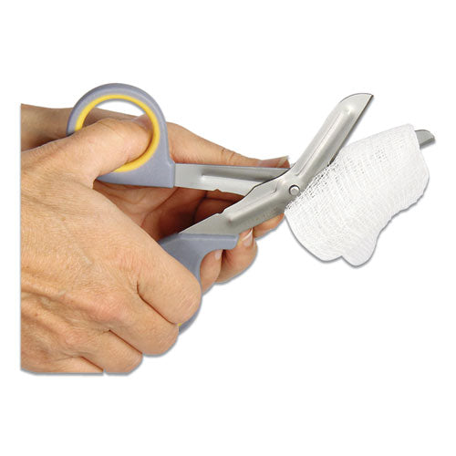 Image of First Aid Only Titanium-Bonded Angled Medical Shears, 7" Long, 3" Cut Length, Crane-Style Gray/Yellow Handle