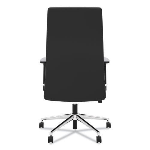 Image of HON® Define Executive High-Back Leather Chair, Supports 250 Lb, 17" To 21" Seat Height, Black Seat/back, Polished Chrome Base