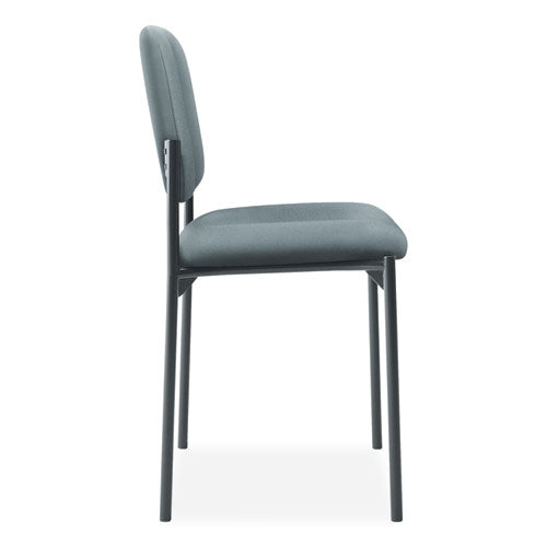 Image of HON® VL606 Stacking Guest Chair without Arms, Fabric Upholstery, 21.25" x 21" x 32.75", Charcoal Seat, Charcoal Back, Black Base