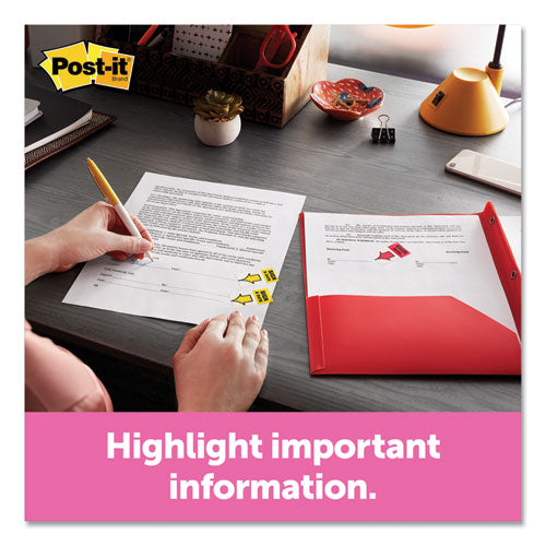 Image of Post-it® Flags Page Flags in Desk Grip Dispenser, 1 x 1.75, Yellow, 200/Dispenser