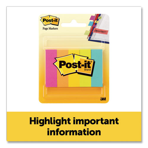 Image of Post-it® Page Flag Markers, Assorted Brights, 100 Flags/Pad, 5 Pads/Pack