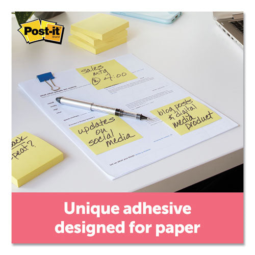 Image of Post-it® Notes Original Pads in Canary Yellow, Value Pack, 3" x 3", 100 Sheets/Pad, 24 Pads/Pack