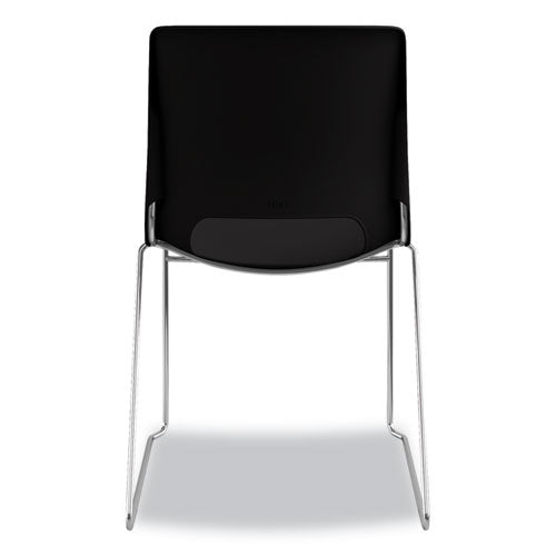 Image of HON® Motivate High-Density Stacking Chair, Supports Up to 300 lb, 17.75" Seat Height, Onyx Seat, Black Back, Chrome Base, 4/Carton