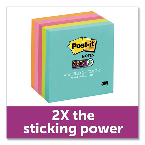 Image of Post-it® Notes Super Sticky Pads in Supernova Neon Collection Colors, 3" x 3", 90 Sheets/Pad, 5 Pads/Pack