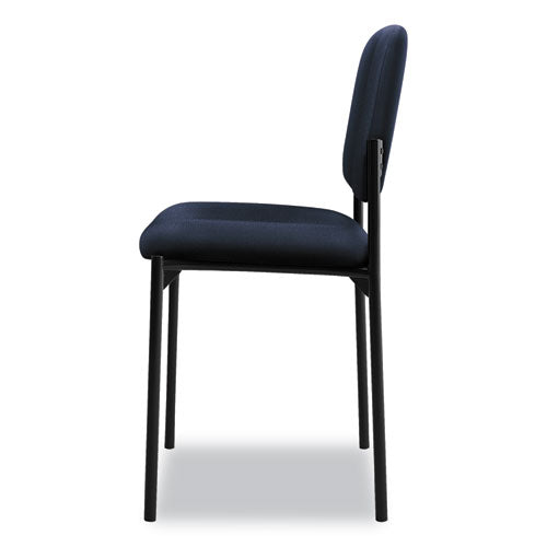 Image of HON® VL606 Stacking Guest Chair without Arms, Fabric Upholstery, 21.25" x 21" x 32.75", Navy Seat, Navy Back, Black Base