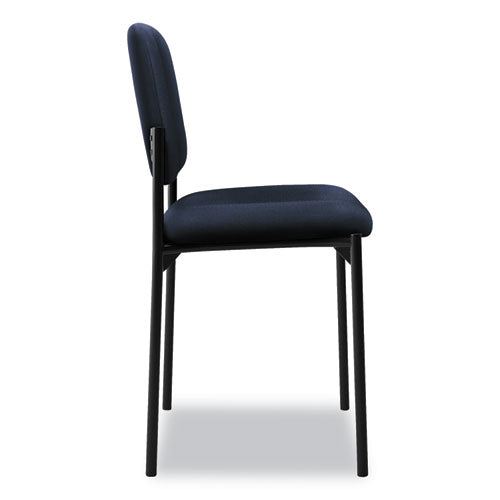 Image of HON® VL606 Stacking Guest Chair without Arms, Fabric Upholstery, 21.25" x 21" x 32.75", Navy Seat, Navy Back, Black Base