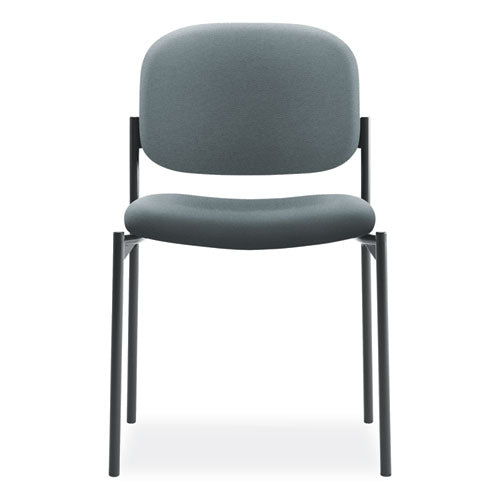 Image of HON® VL606 Stacking Guest Chair without Arms, Fabric Upholstery, 21.25" x 21" x 32.75", Charcoal Seat, Charcoal Back, Black Base