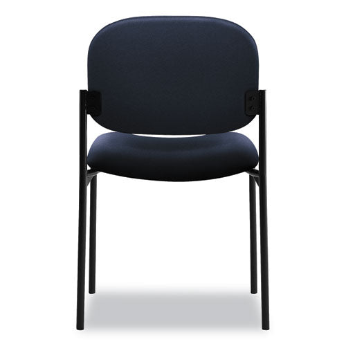 Image of HON® VL606 Stacking Guest Chair without Arms, Fabric Upholstery, 21.25" x 21" x 32.75", Navy Seat, Navy Back, Black Base