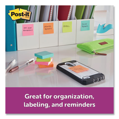 Image of Post-it® Notes Super Sticky Pads in Supernova Neon Collection Colors, 2" x 2", 90 Sheets/Pad, 8 Pads/Pack