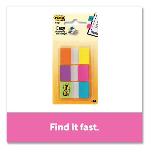 Image of Post-it® Flags Page Flags In Portable Dispenser, Assorted Brights, 60 Flags/pack