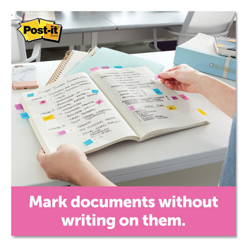 Image of Post-it® Flags Page Flags in Desk Grip Dispenser, 1 x 1.75, Yellow, 200/Dispenser