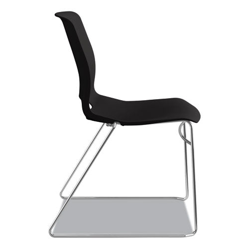 Image of HON® Motivate High-Density Stacking Chair, Supports Up to 300 lb, 17.75" Seat Height, Onyx Seat, Black Back, Chrome Base, 4/Carton