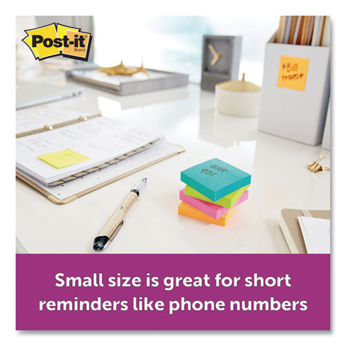 Image of Post-it® Notes Super Sticky Pads in Supernova Neon Collection Colors, 2" x 2", 90 Sheets/Pad, 8 Pads/Pack