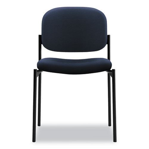 Image of HON® VL606 Stacking Guest Chair without Arms, Fabric Upholstery, 21.25" x 21" x 32.75", Navy Seat, Navy Back, Black Base