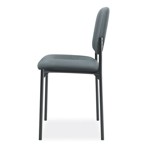 Image of HON® VL606 Stacking Guest Chair without Arms, Fabric Upholstery, 21.25" x 21" x 32.75", Charcoal Seat, Charcoal Back, Black Base