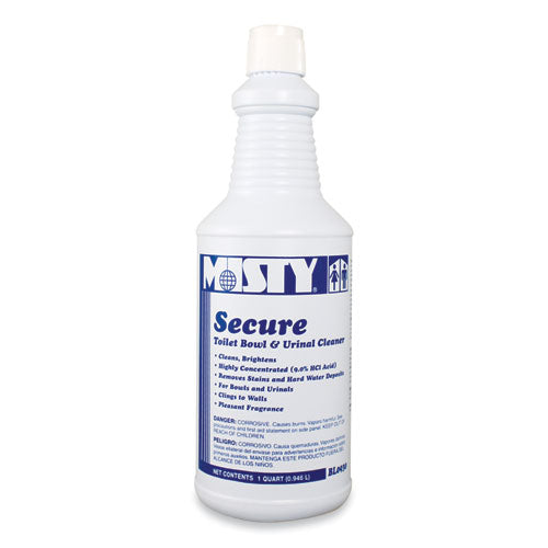 Image of Misty® Secure Hydrochloric Acid Bowl Cleaner, Mint Scent, 32oz Bottle, 12/carton
