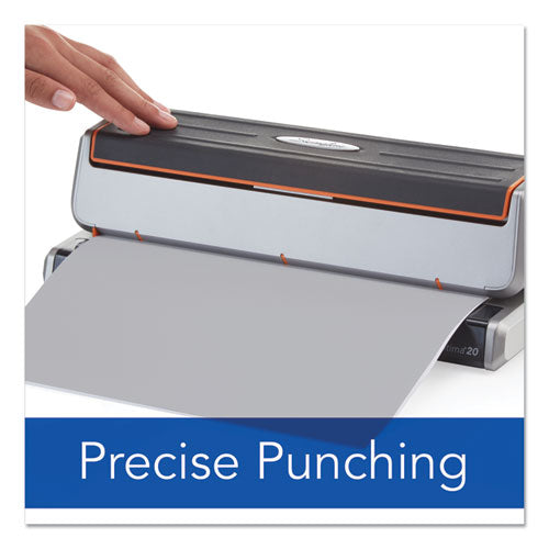 Image of Swingline® 20-Sheet Optima 20 Electric Punch, Three-Hole, 9/32" Holes, Silver/black