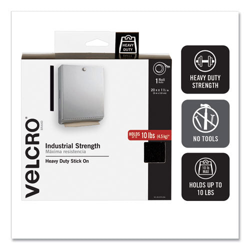 Image of VELCRO® Brand Industrial-Strength Heavy-Duty Fasteners With Dispenser Box, 2" X 15 Ft, Black
