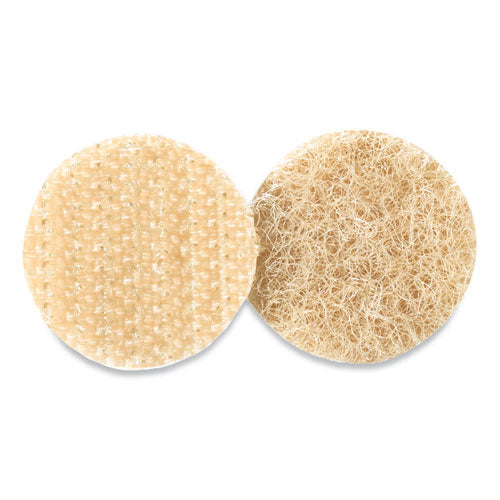 Image of VELCRO® Brand Sticky-Back Fasteners With Dispenser Box, Removable Adhesive, 0.75" Dia, Beige, 200/roll
