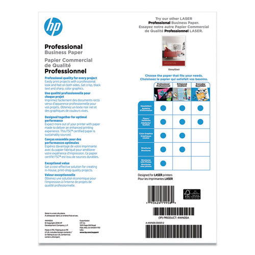 Image of HP Professional Business Paper, 52 lb Bond Weight, 8.5 x 11, Matte White, 150/Pack