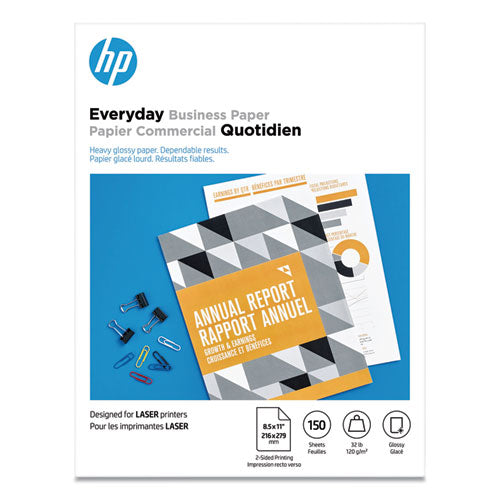 Image of HP Everyday Business Paper, 32 lb Bond Weight, 8.5 x 11, Glossy White, 150/Pack