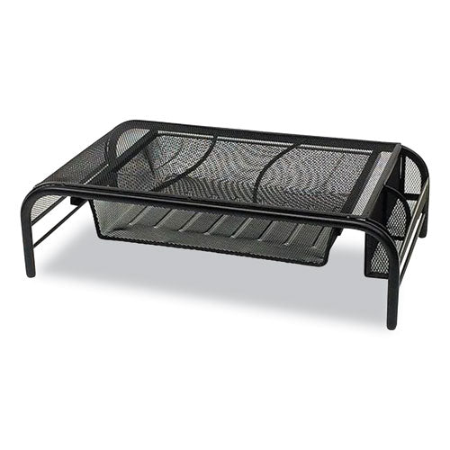 Image of Mind Reader Raise Metal Mesh Monitor Stand With Drawer, 20" X 11.5" X 5.6", Black, Supports 25 Lbs