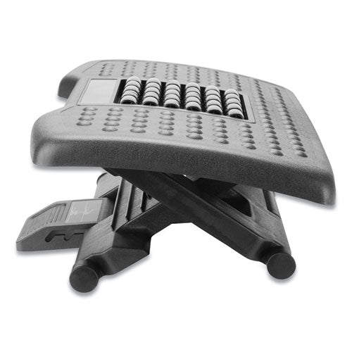 Image of Mind Reader Adjustable Height Footrest with Rollers for Massage, 18w x 14d x 4.25h, Black