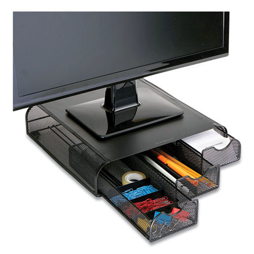 Image of Mind Reader Perch Monitor Stand and Desk Organizer, 13" x 12.5" x 3", Black