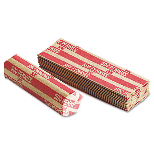 Image of Pap-R Products Flat Coin Wrappers, Pennies, $.50, 1000 Wrappers/box