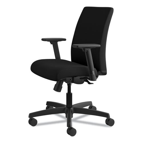 Image of HON® Ignition Series Fabric Low-Back Task Chair, Supports Up To 300 Lb, 17" To 21.5" Seat Height, Black