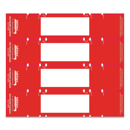 Image of Tabbies® File Pocket Handles, 9.63 X 2, Red/white, 4/sheet, 12 Sheets/pack