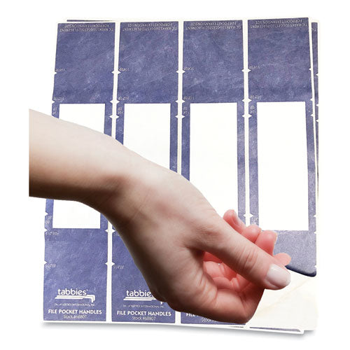 Image of Tabbies® File Pocket Handles, 9.63 X 2, Dark Blue/white, 4/sheet, 12 Sheets/pack