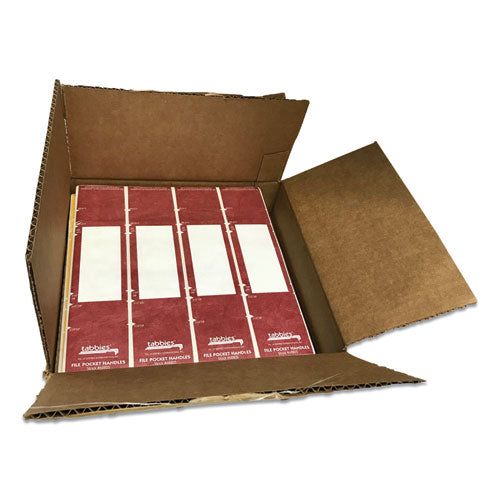 Image of Tabbies® File Pocket Handles, 9.63 X 2, Red/white, 4/sheet, 12 Sheets/pack