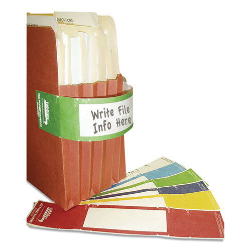 Image of Tabbies® File Pocket Handles, 9.63 x 2, Green/White, 4/Sheet, 12 Sheets/Pack