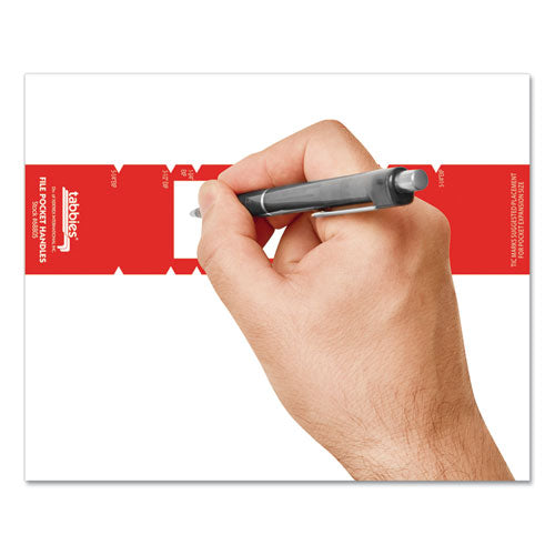 Image of Tabbies® File Pocket Handles, 9.63 X 2, Red/white, 4/sheet, 12 Sheets/pack