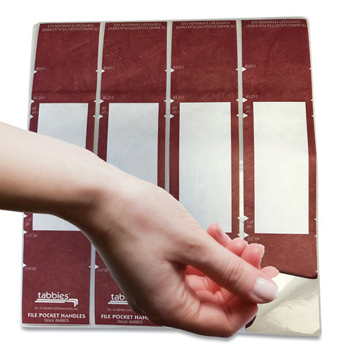 Image of Tabbies® File Pocket Handles, 9.63 X 2, Red/white, 4/sheet, 12 Sheets/pack