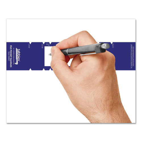 Image of Tabbies® File Pocket Handles, 9.63 X 2, Dark Blue/white, 4/sheet, 12 Sheets/pack