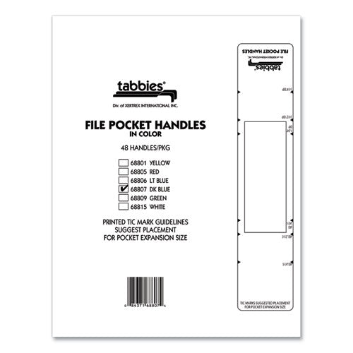 Image of Tabbies® File Pocket Handles, 9.63 X 2, Dark Blue/white, 4/sheet, 12 Sheets/pack