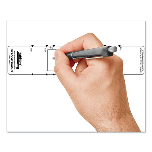 Image of Tabbies® File Pocket Handles, 9.63 X 2, White, 4/sheet, 12 Sheets/pack